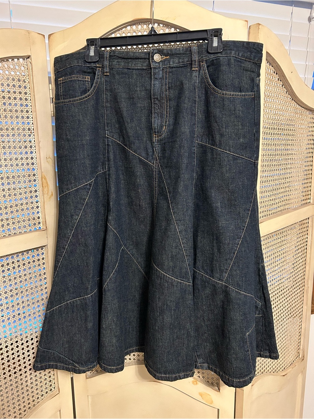 Ralph Lauren Dark Indigo A-Line Patchwork Denim Skirt